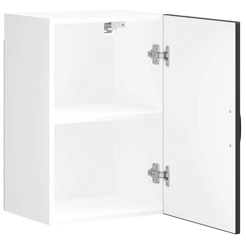 Kitchen Cabinet Black Engineered Wood Glass Door Wall Mounted Storage