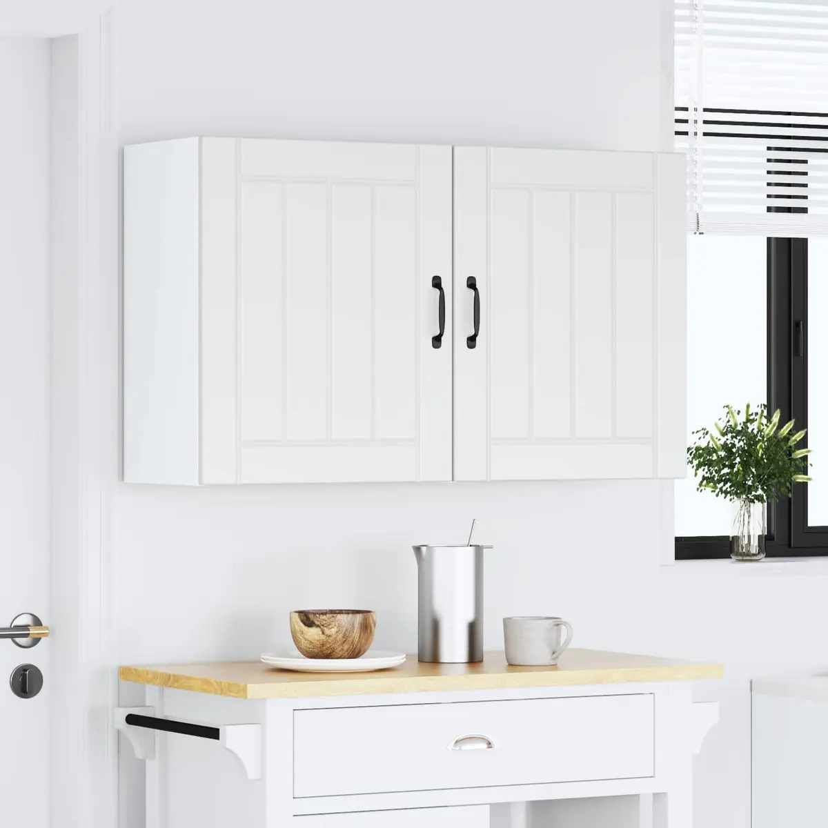 Kitchen Wall Cabinets 2 pcs White Engineered Wood Storage Cupboards