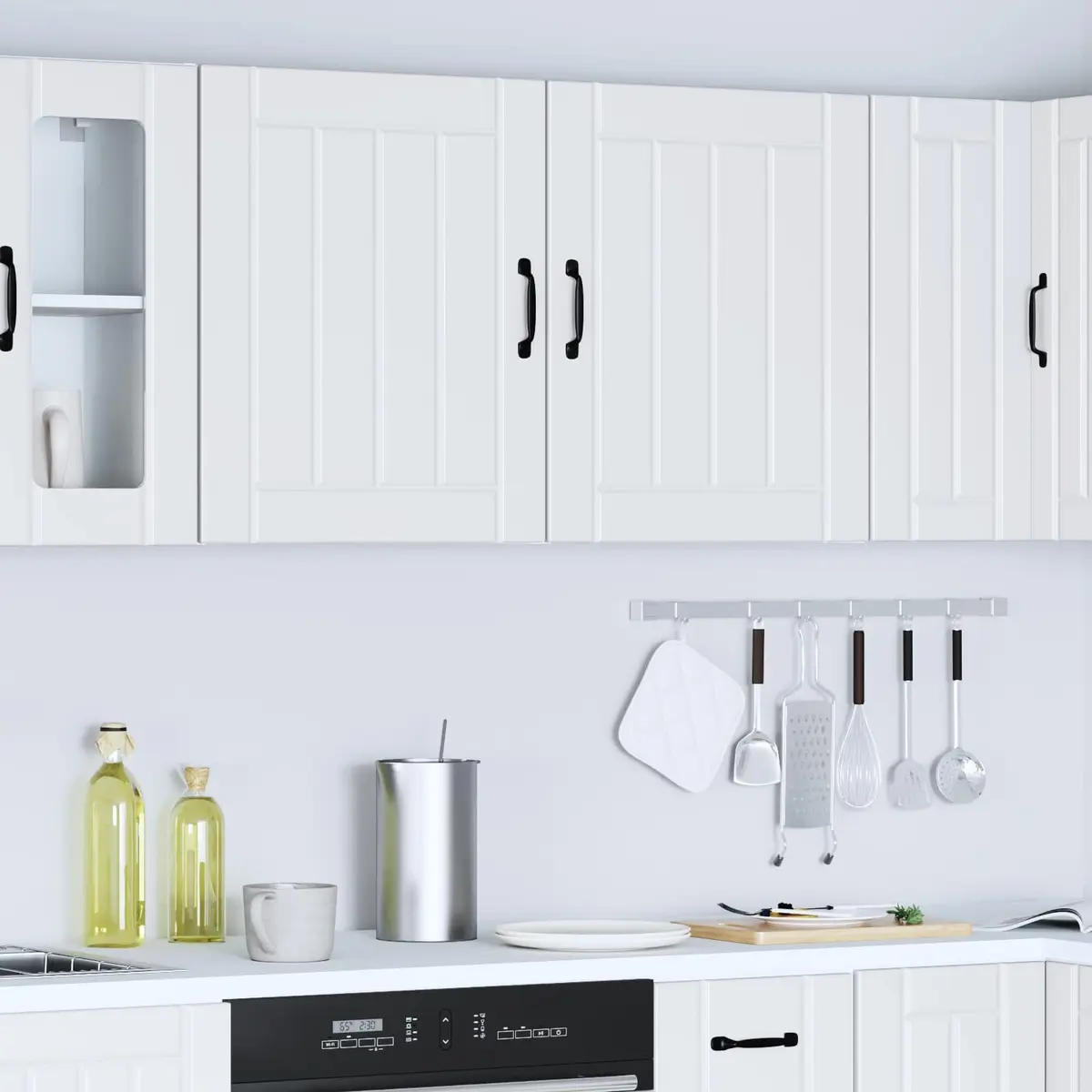 Kitchen Wall Cabinets 2 pcs White Engineered Wood Storage Cupboards