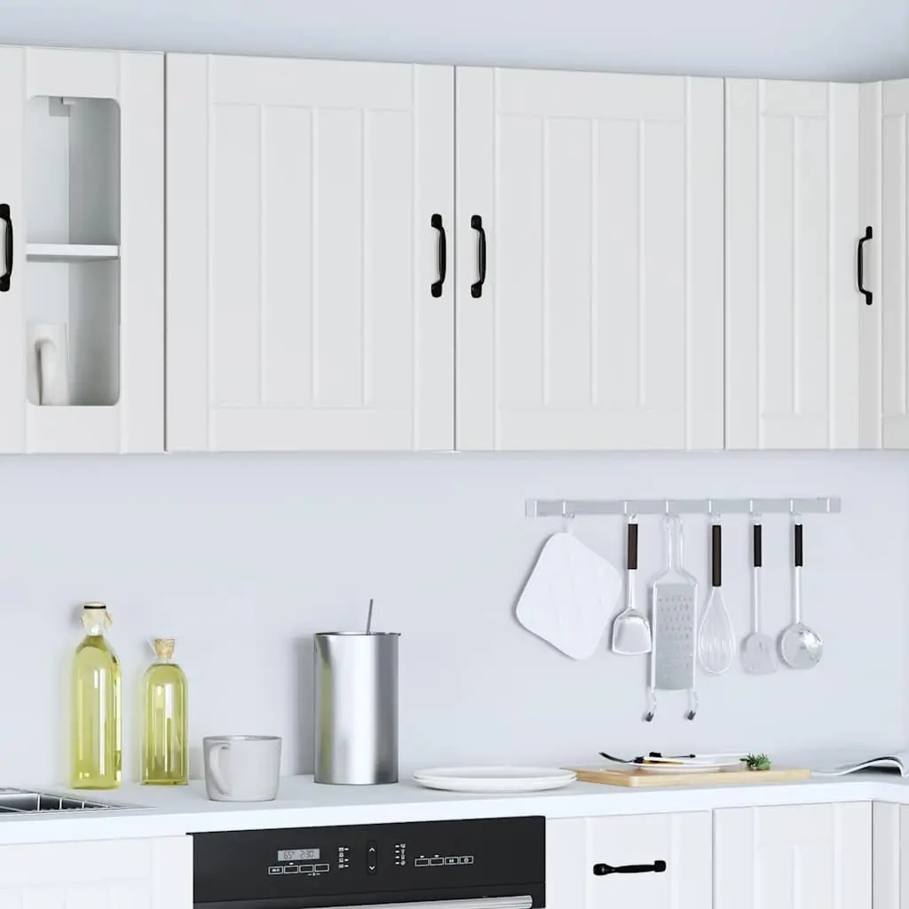 Kitchen Wall Cabinets 2 pcs White Engineered Wood Storage Cupboards