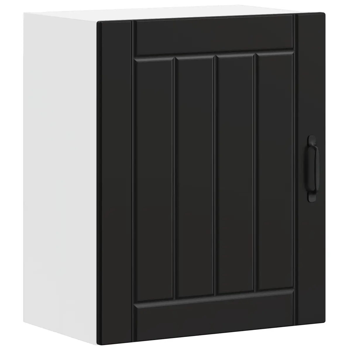 Kitchen Wall Cabinet Black Engineered Wood Glass Door
