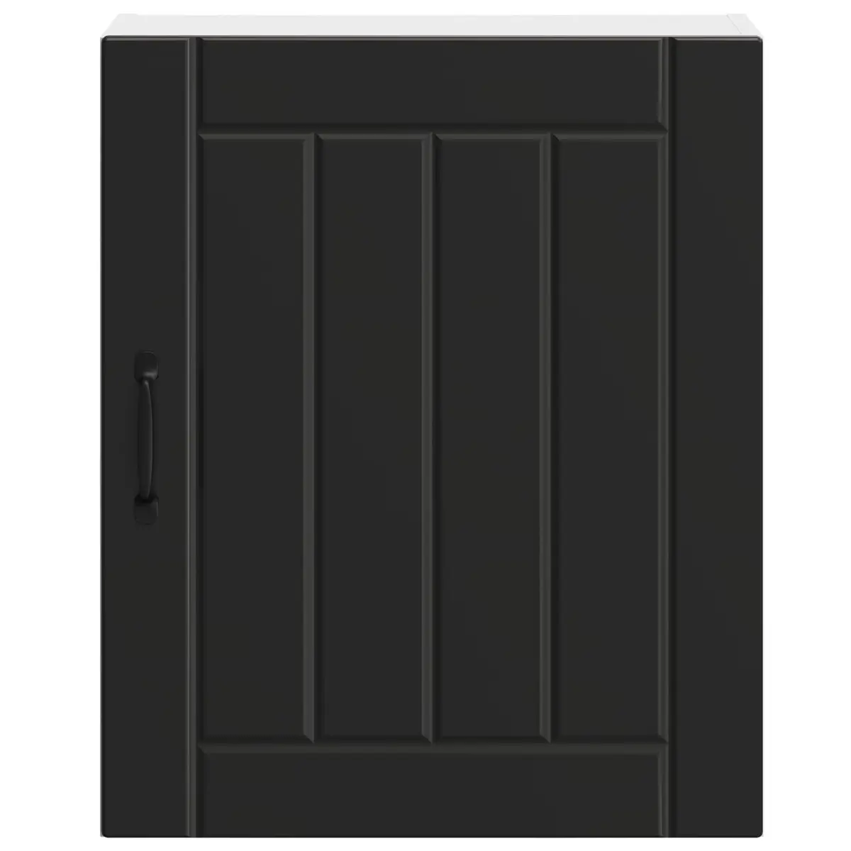 Kitchen Wall Cabinet Black Engineered Wood Glass Door