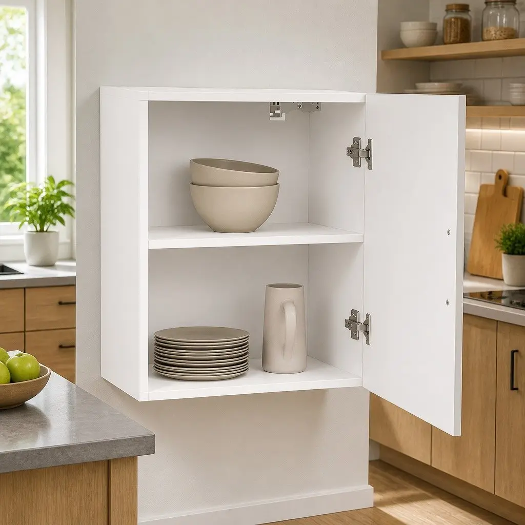 Kitchen Wall Cabinet White High Gloss Engineered Wood Glass Door