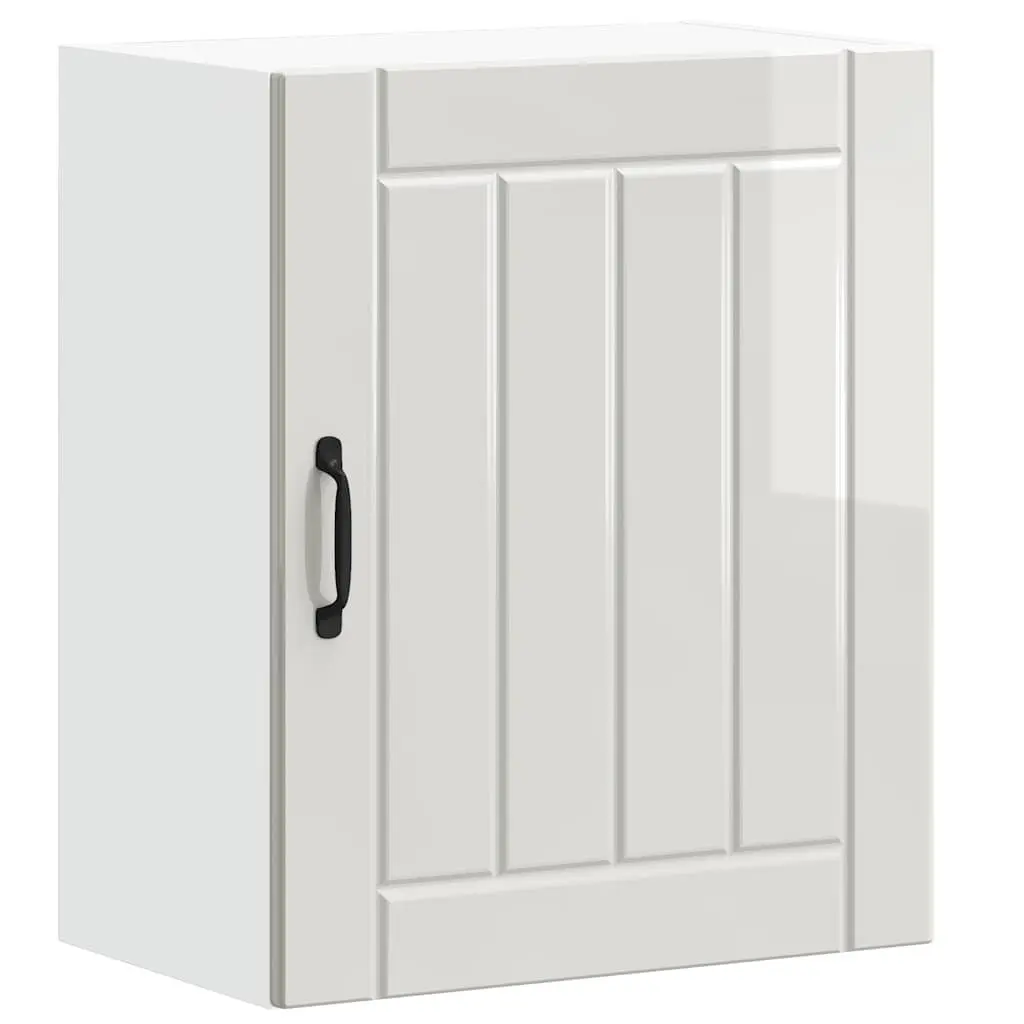 Kitchen Wall Cabinet White High Gloss Engineered Wood Glass Door