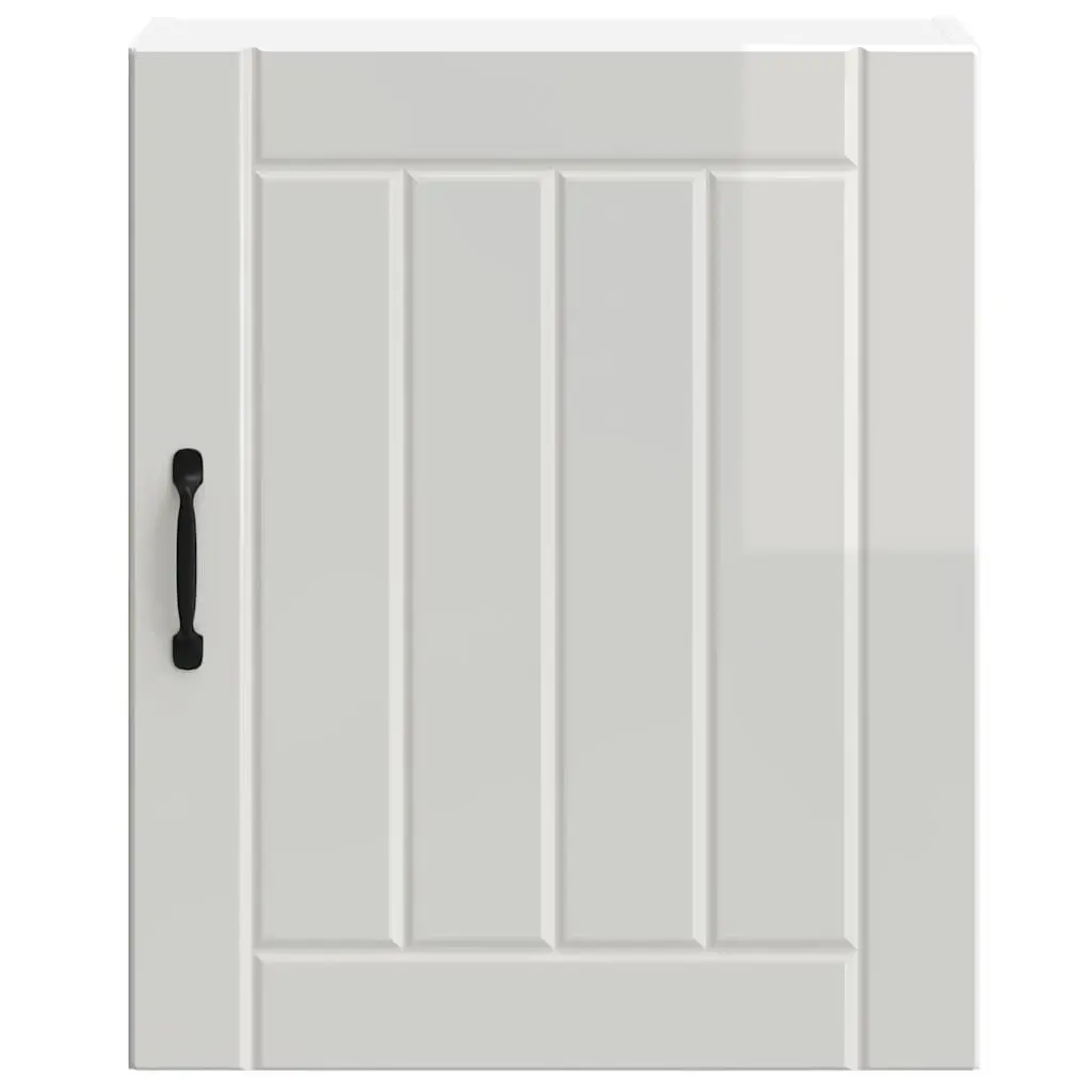 Kitchen Wall Cabinet White High Gloss Engineered Wood Glass Door