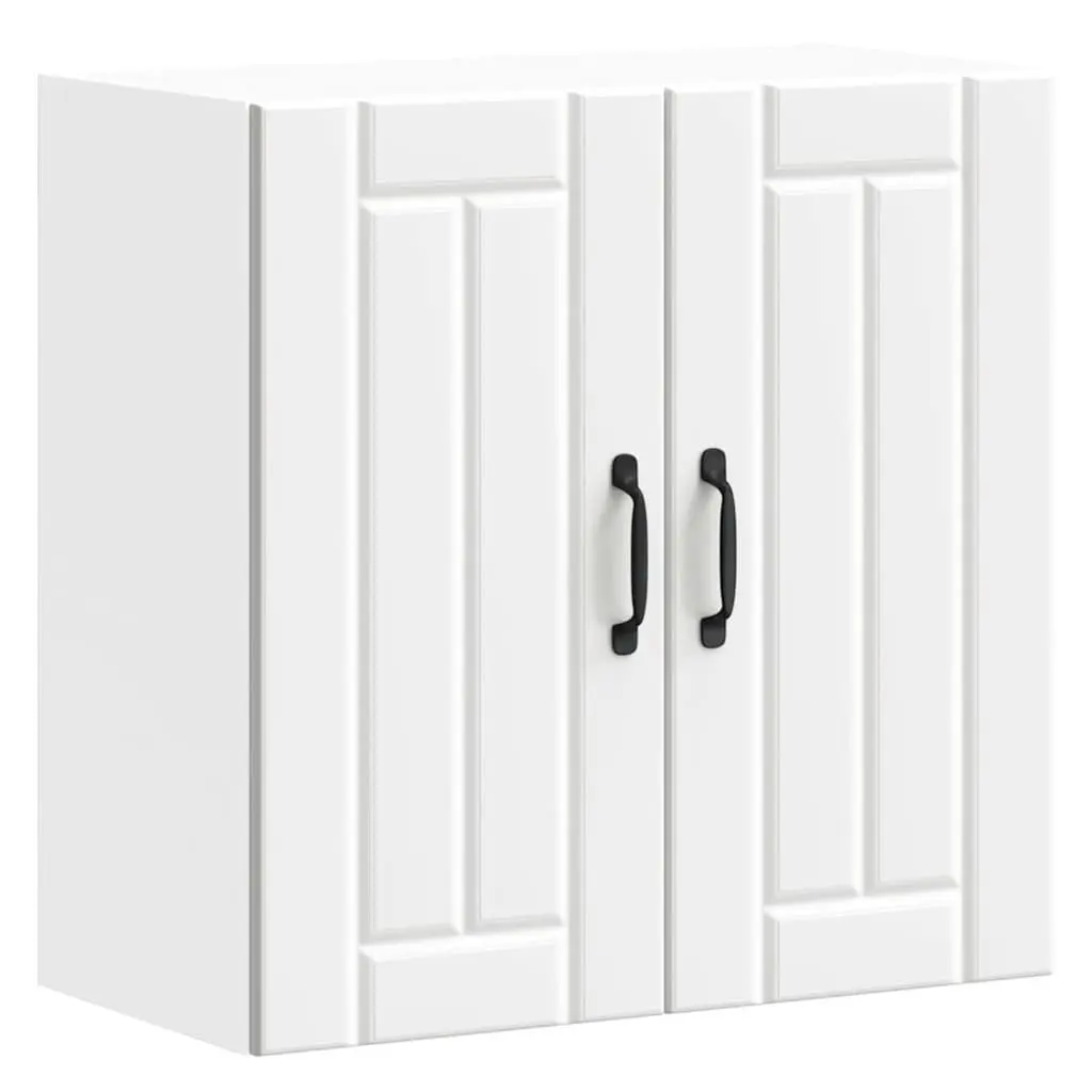 Kitchen Cabinet Wall-Mounted White Engineered Wood with Glass Door