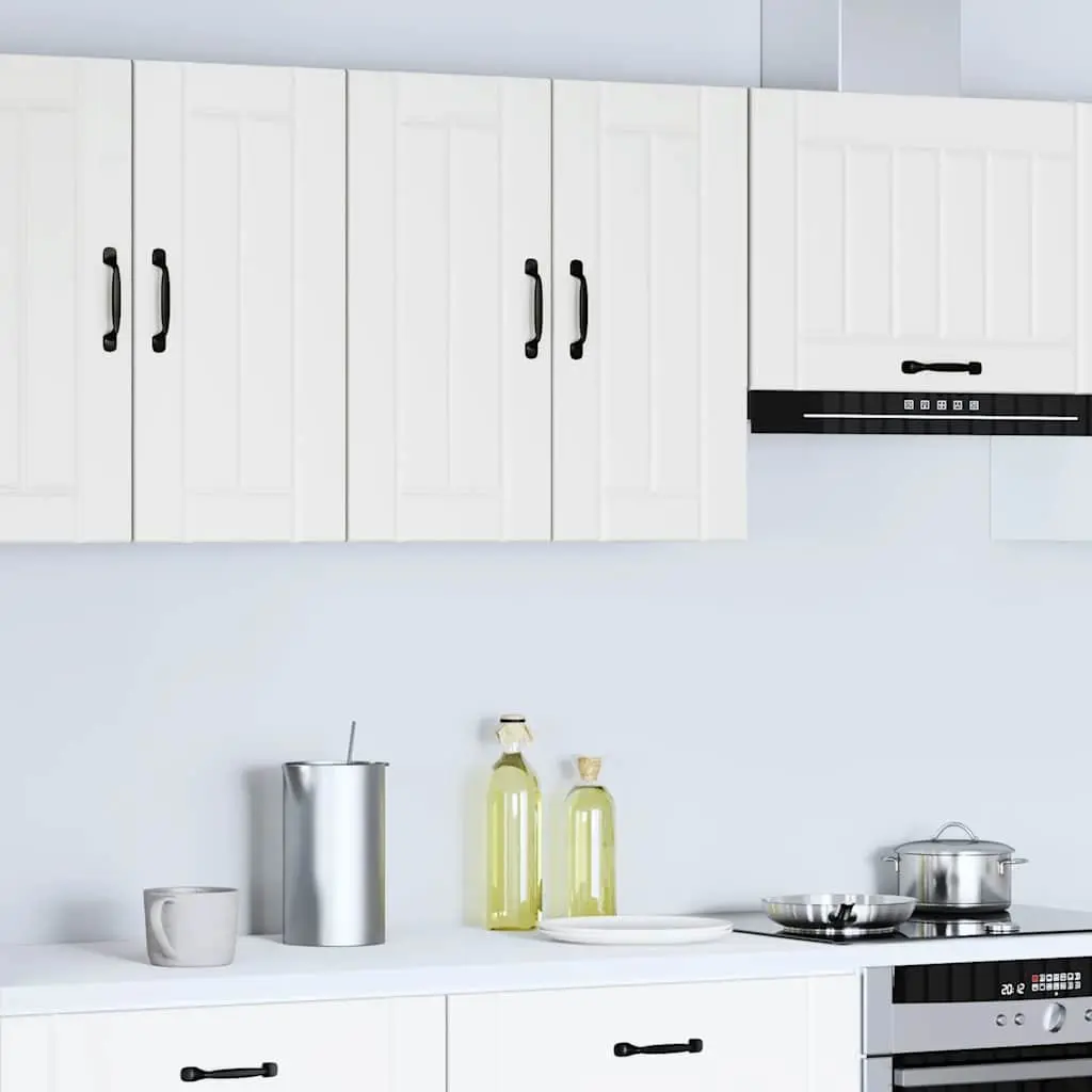Kitchen Cabinet Wall-Mounted White Engineered Wood with Glass Door