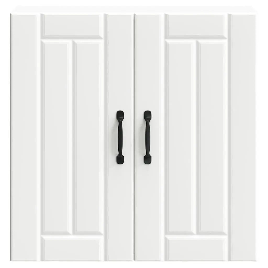 Kitchen Cabinet Wall-Mounted White Engineered Wood with Glass Door