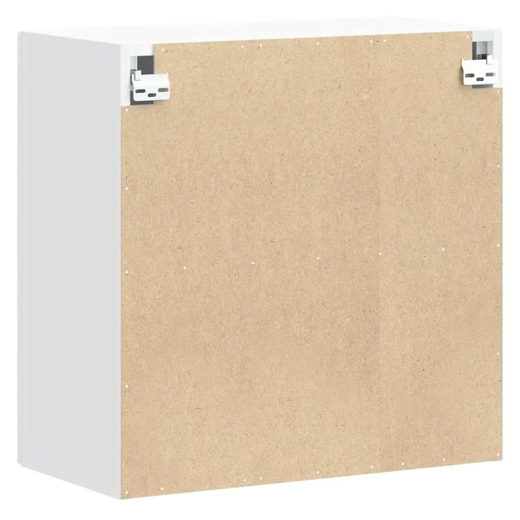 Kitchen Cabinet Wall-Mounted White Engineered Wood with Glass Door