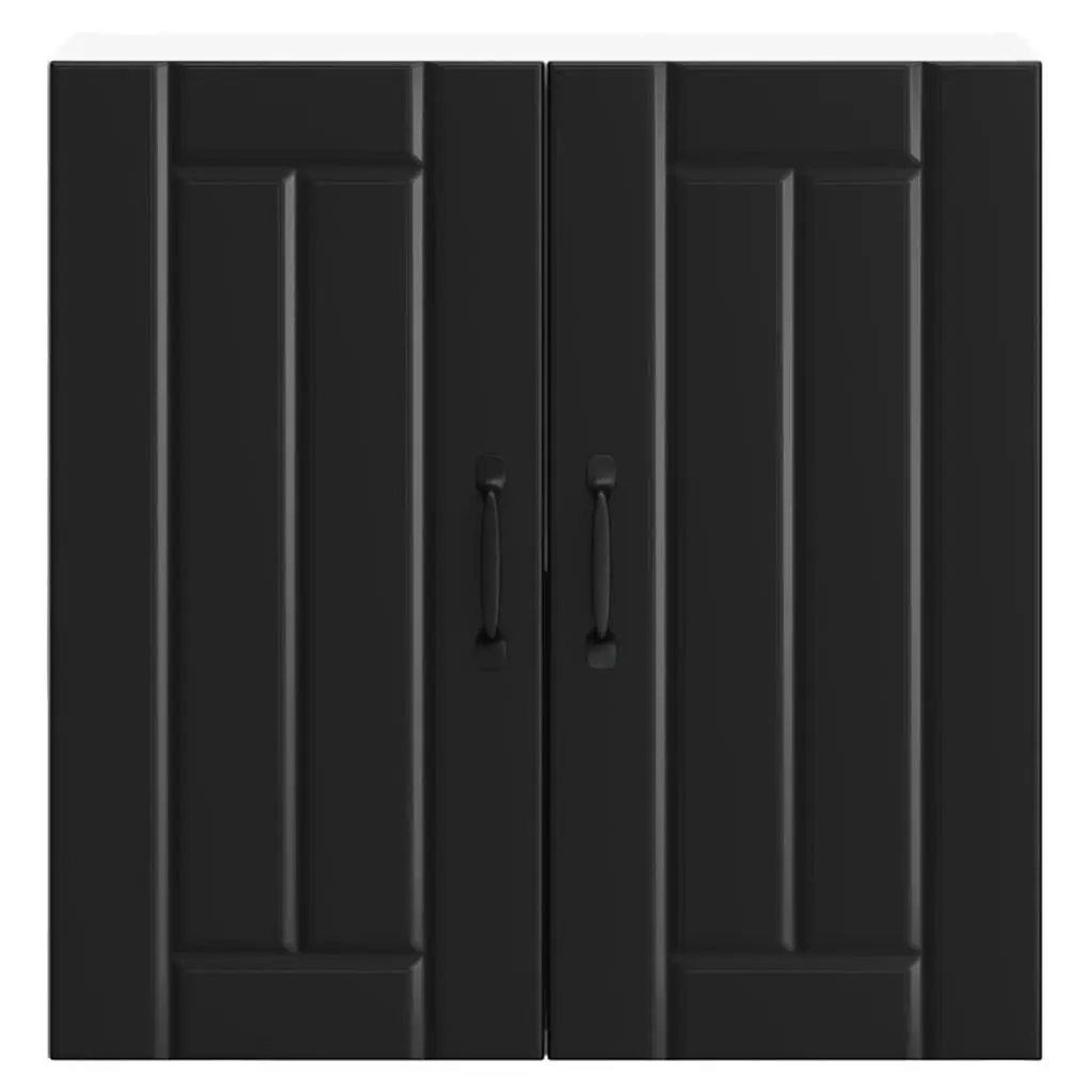 Kitchen Cabinet Wall-Mounted Black Engineered Wood Glass Door