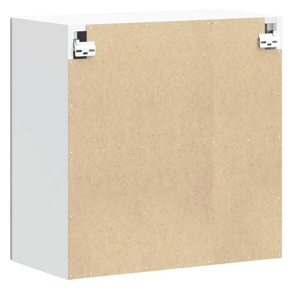 Wall-Mounted Kitchen Cabinet White Engineered Wood Storage Unit with Glass Door
