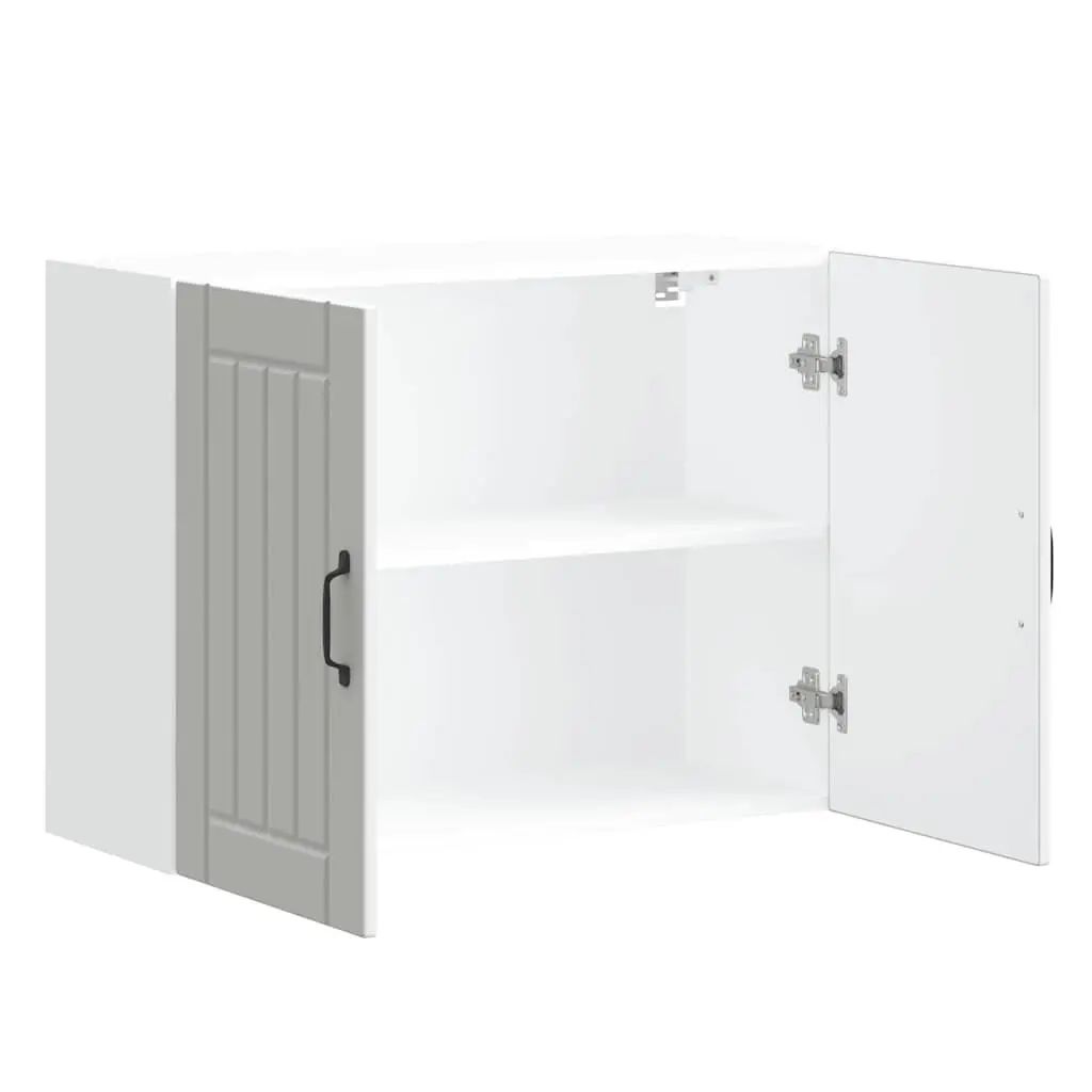 Kitchen Wall Cabinet Lucca White Engineered Wood Glass Door Storage Organiser