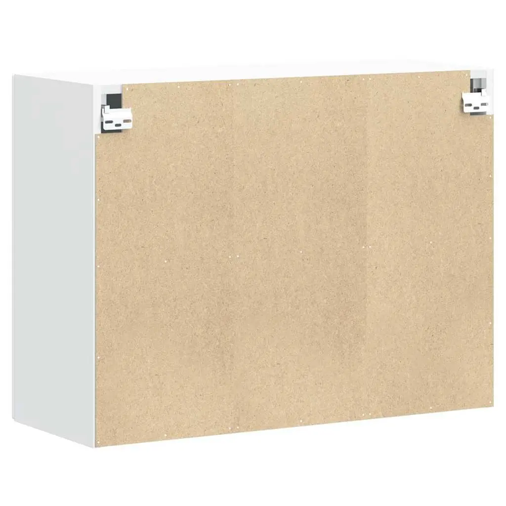 Kitchen Wall Cabinet Lucca White Engineered Wood Glass Door Storage Organiser