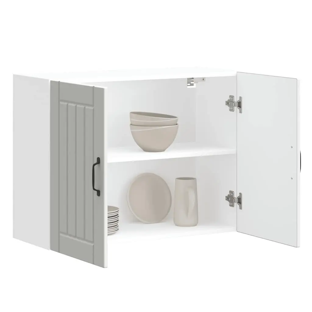 Kitchen Wall Cabinet Lucca White Engineered Wood Glass Door Storage Organiser