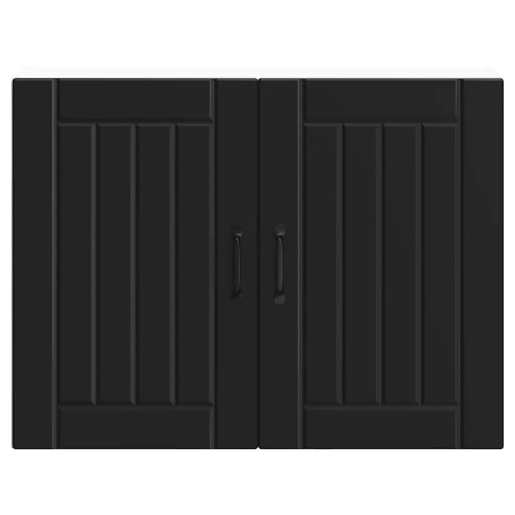 Kitchen Cabinet Wall-Mounted Black Engineered Wood Glass Door
