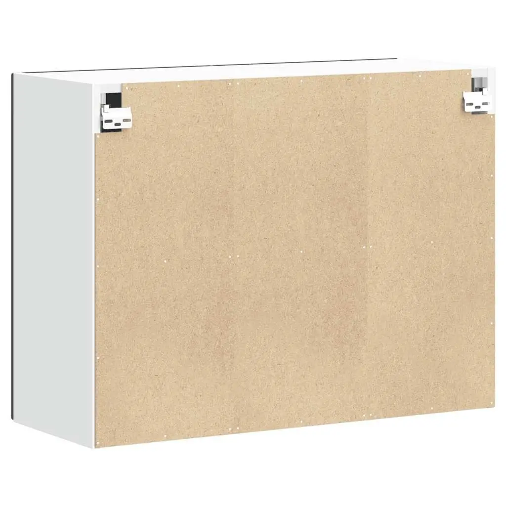 Kitchen Cabinet Wall-Mounted Black Engineered Wood Glass Door