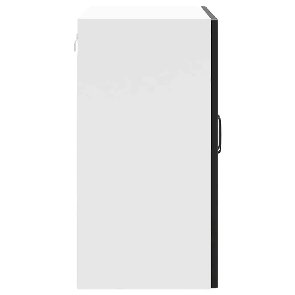 Kitchen Cabinet Wall-Mounted Black Engineered Wood Glass Door