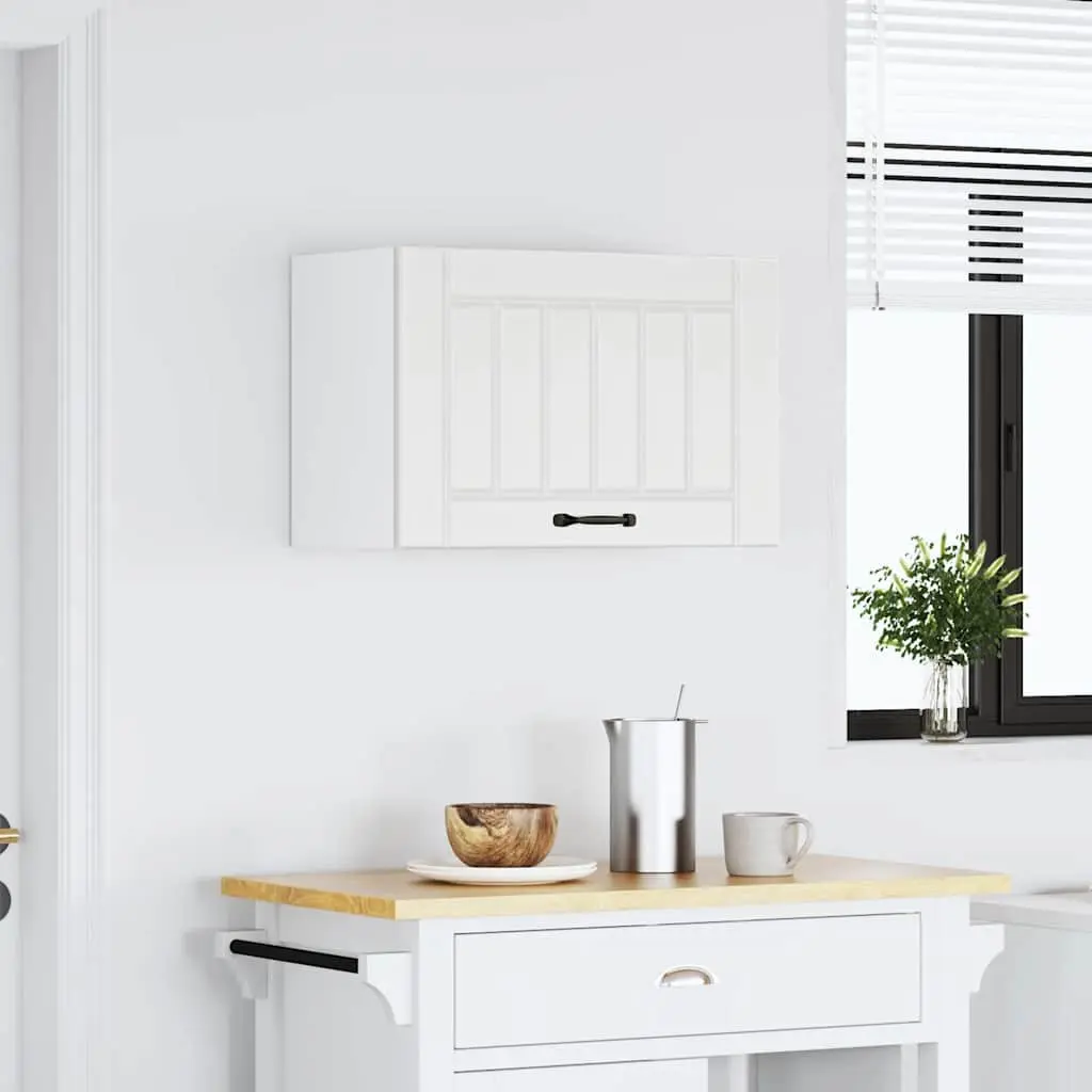 Kitchen Wall Cabinet White Engineered Wood Glass Door Storage Organiser Mount