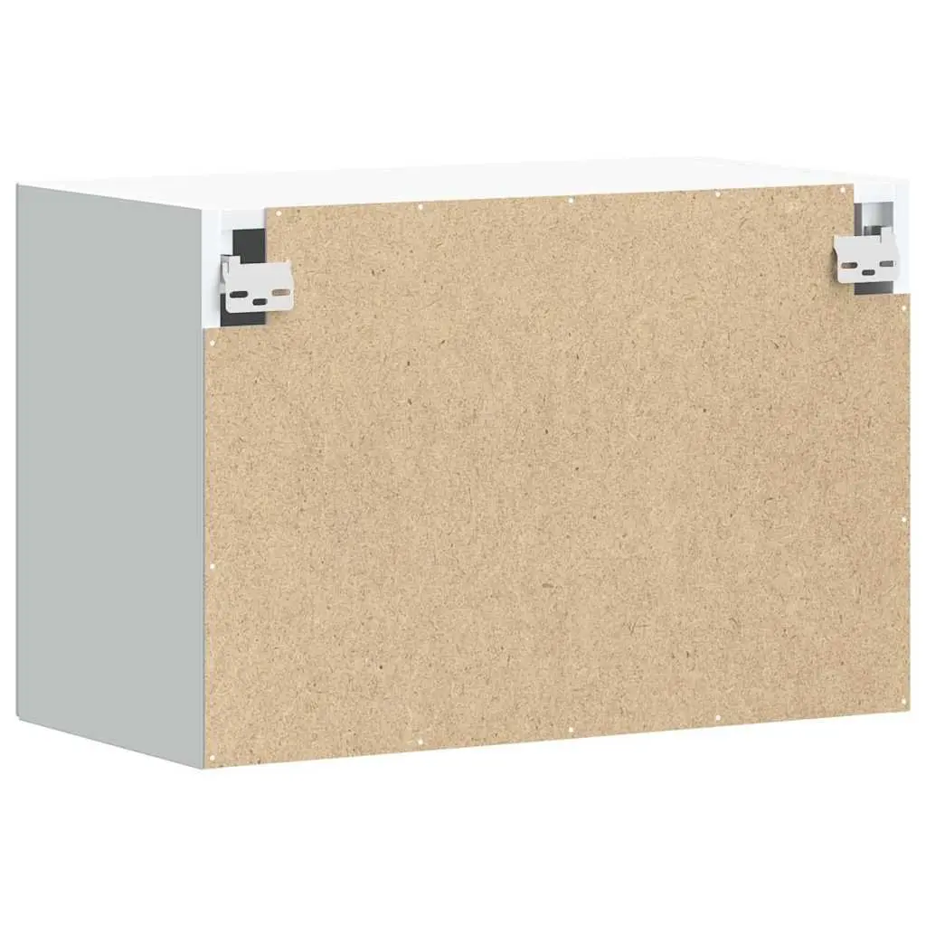 Kitchen Wall Cabinet White Engineered Wood Glass Door Storage Organiser Mount