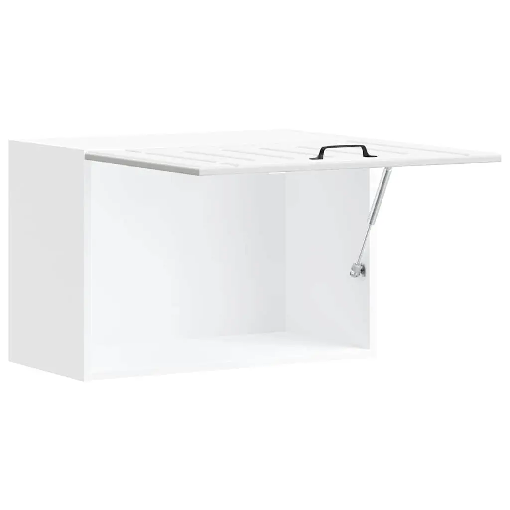 Kitchen Wall Cabinet White Engineered Wood Glass Door Storage Organiser Mount