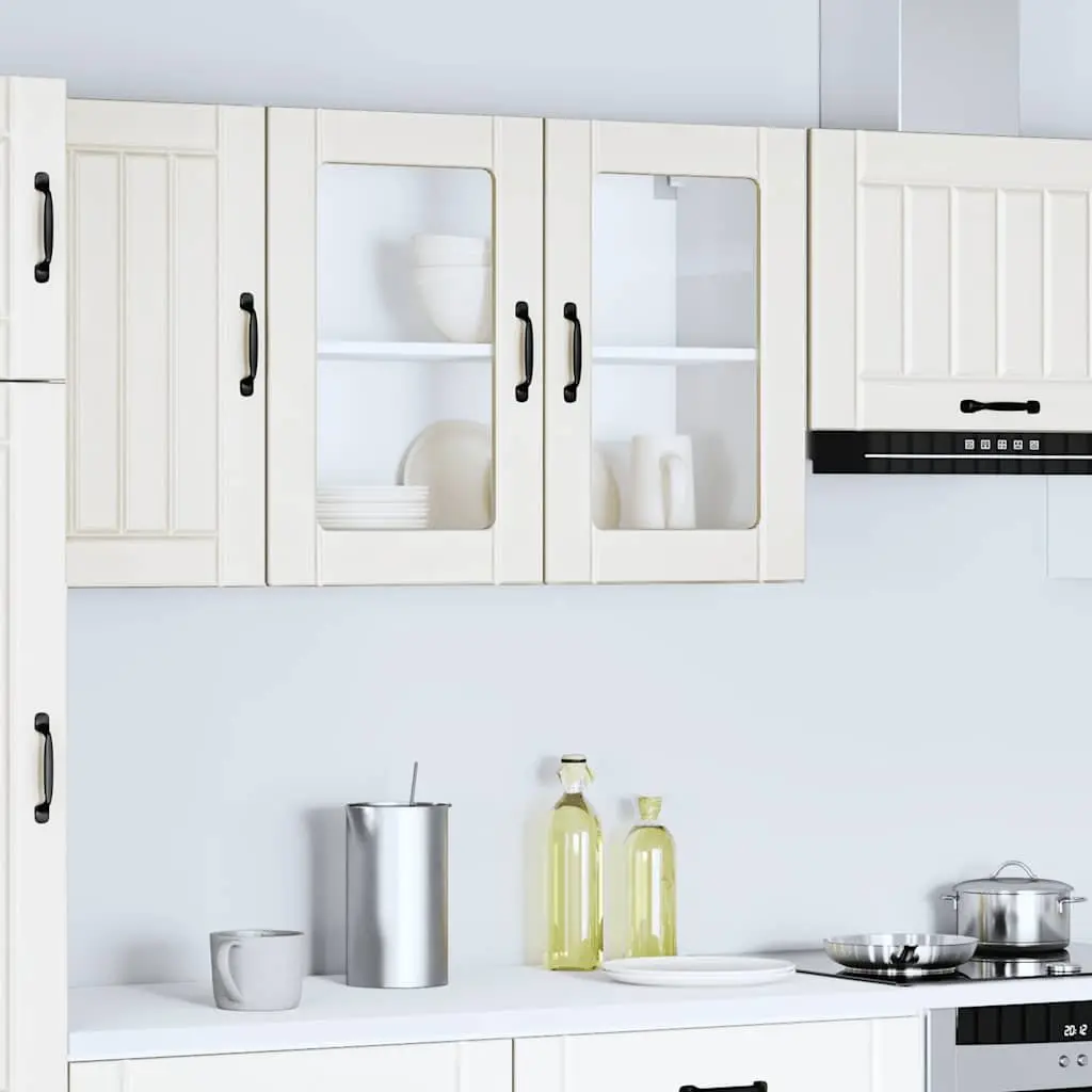 Kitchen Wall Cabinet Glass Door White Engineered Wood Storage Organiser