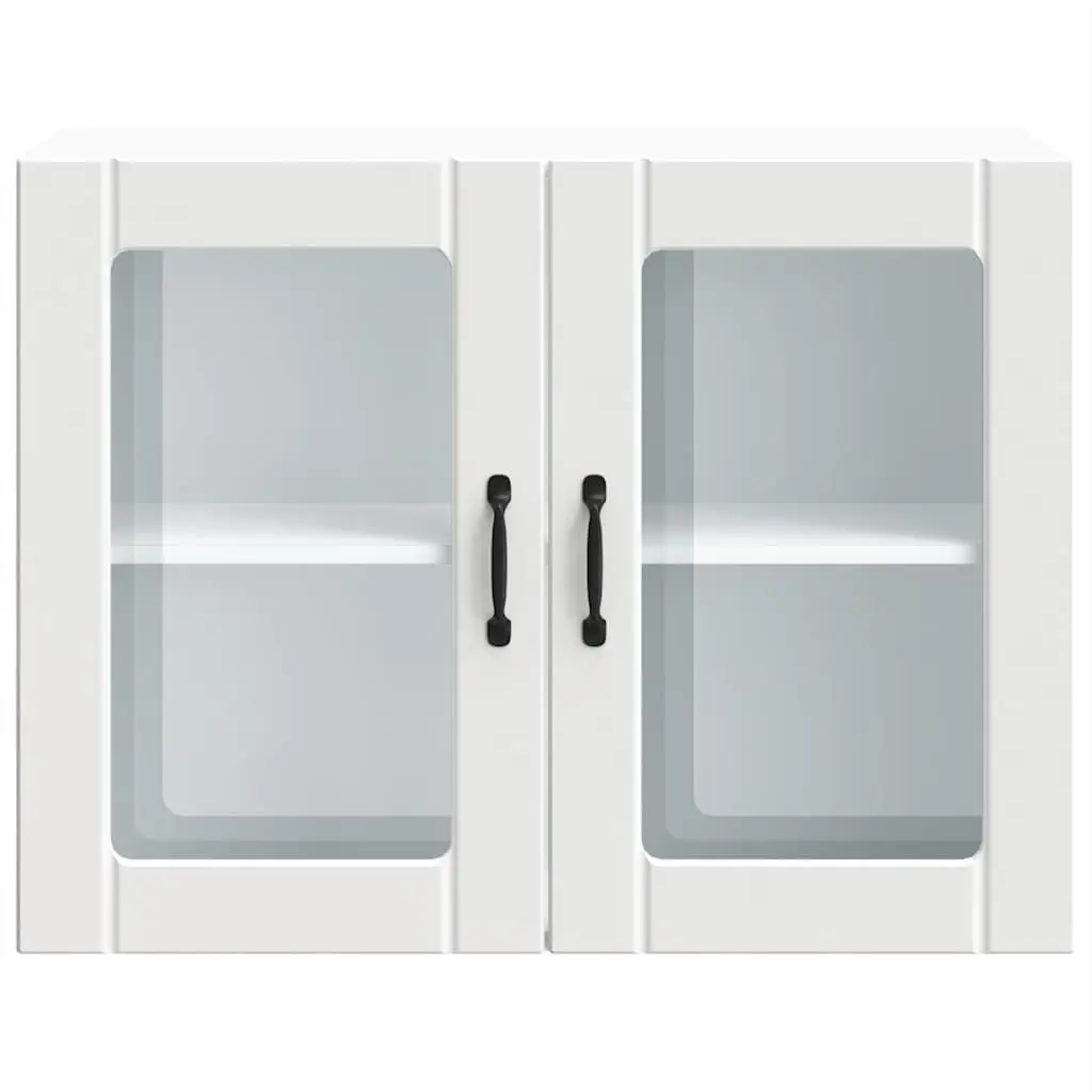 Kitchen Wall Cabinet Glass Door White Engineered Wood Storage Organiser