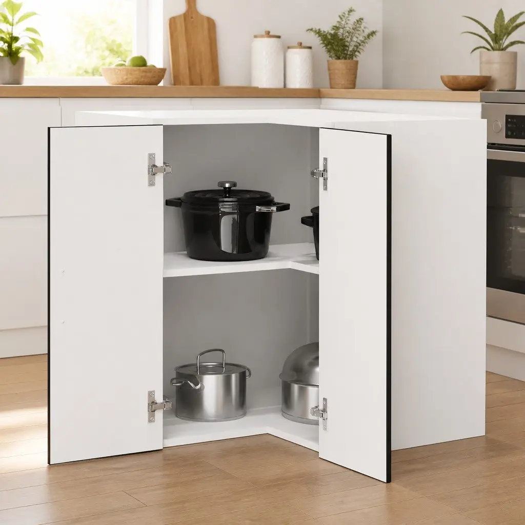 Wall-Mounted Kitchen Cabinet Black Engineered Wood Corner Storage Unit
