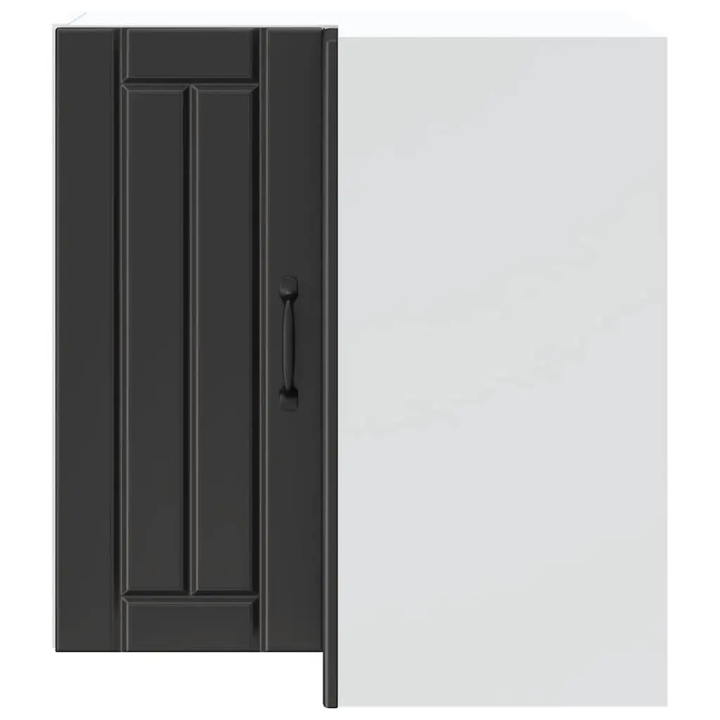 Wall-Mounted Kitchen Cabinet Black Engineered Wood Corner Storage Unit