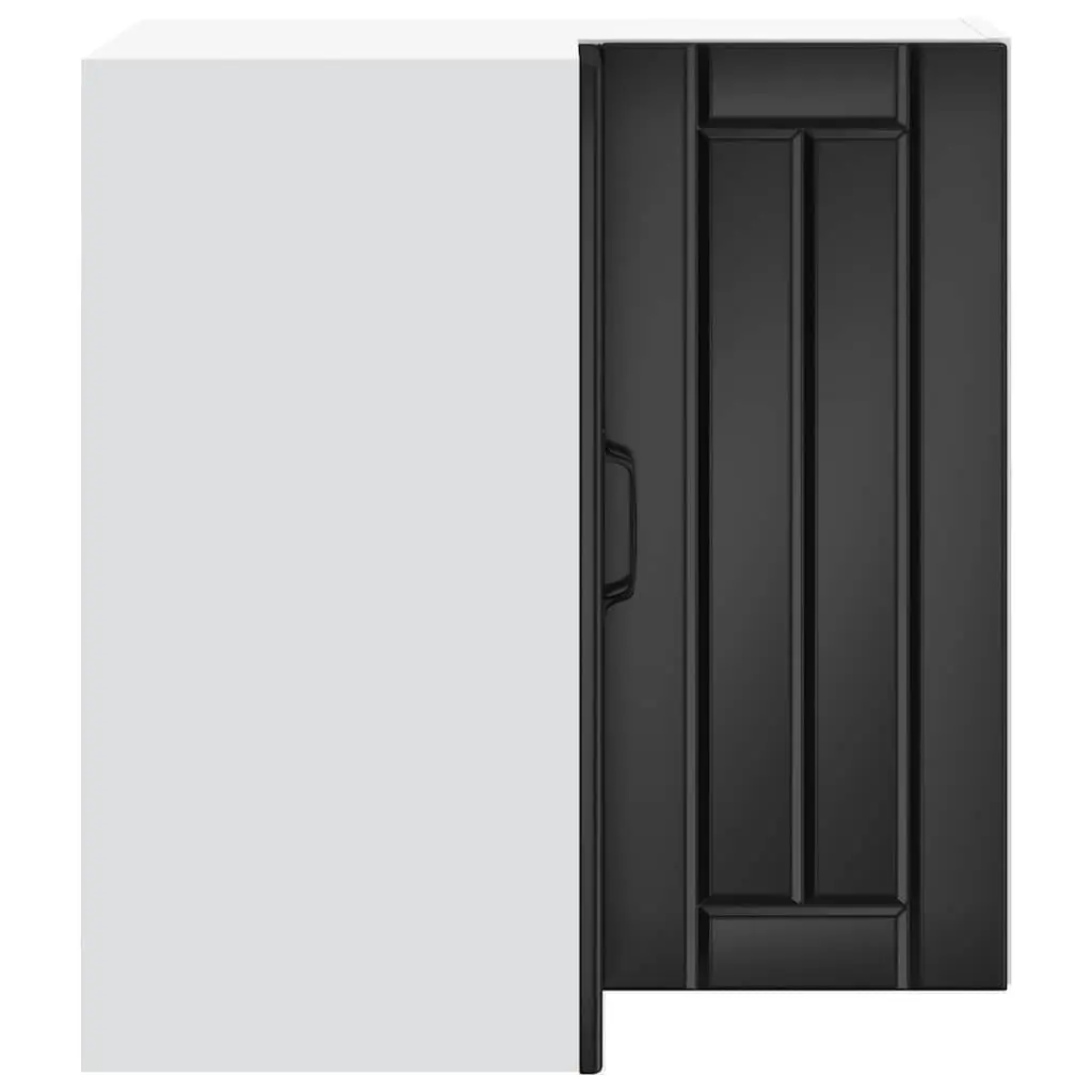 Wall-Mounted Kitchen Cabinet Black Engineered Wood Corner Storage Unit