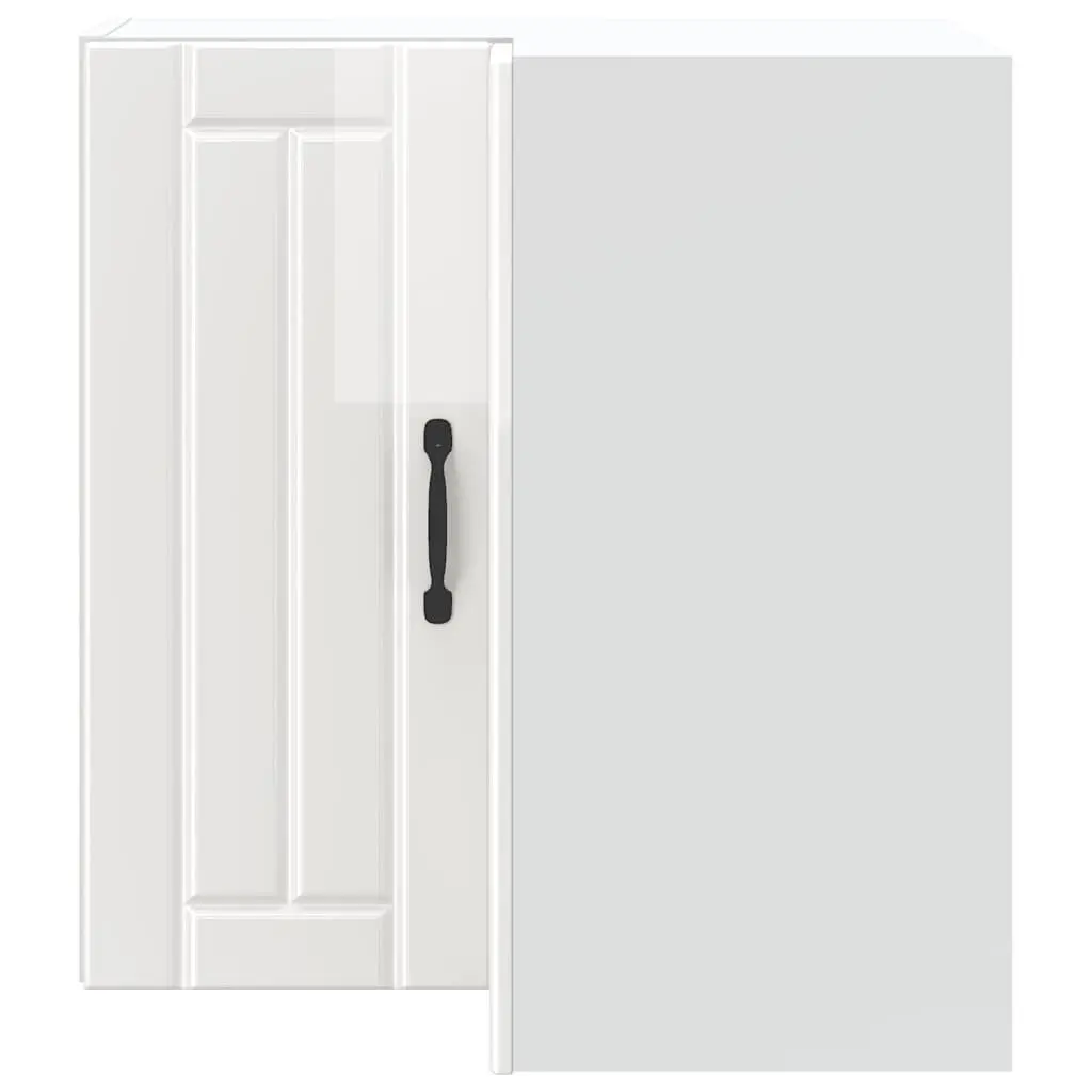 Kitchen Corner Cabinet White High Gloss Wall-Mounted Engineered Wood Storage