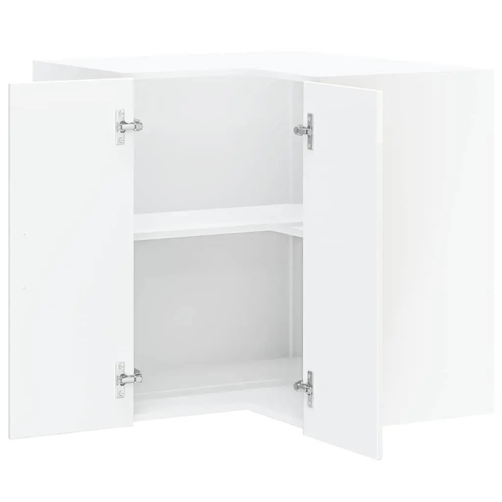 Kitchen Corner Cabinet White High Gloss Wall-Mounted Engineered Wood Storage