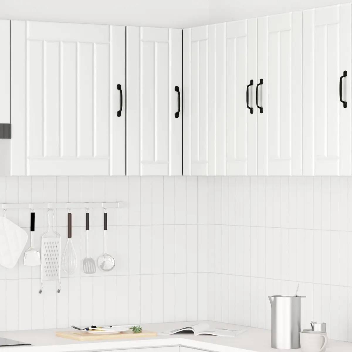 Kitchen Corner Cabinet White High Gloss Wall-Mounted Engineered Wood Storage