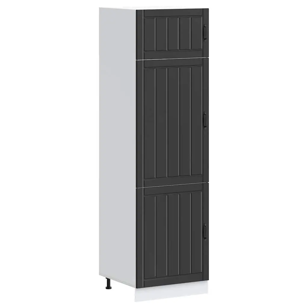 Kitchen Cupboard Black Engineered Wood Cabinet Storage Adjustable Feet