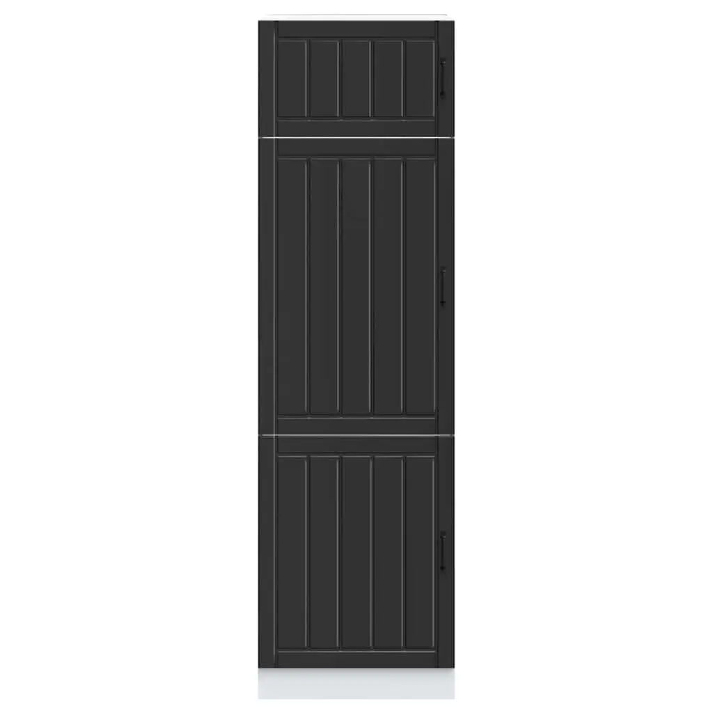 Kitchen Cupboard Black Engineered Wood Cabinet Storage Adjustable Feet
