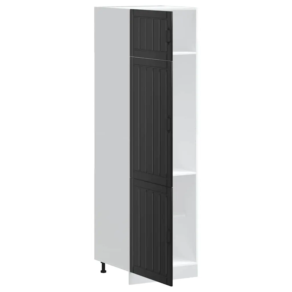 Kitchen Cupboard Black Engineered Wood Cabinet Storage Adjustable Feet