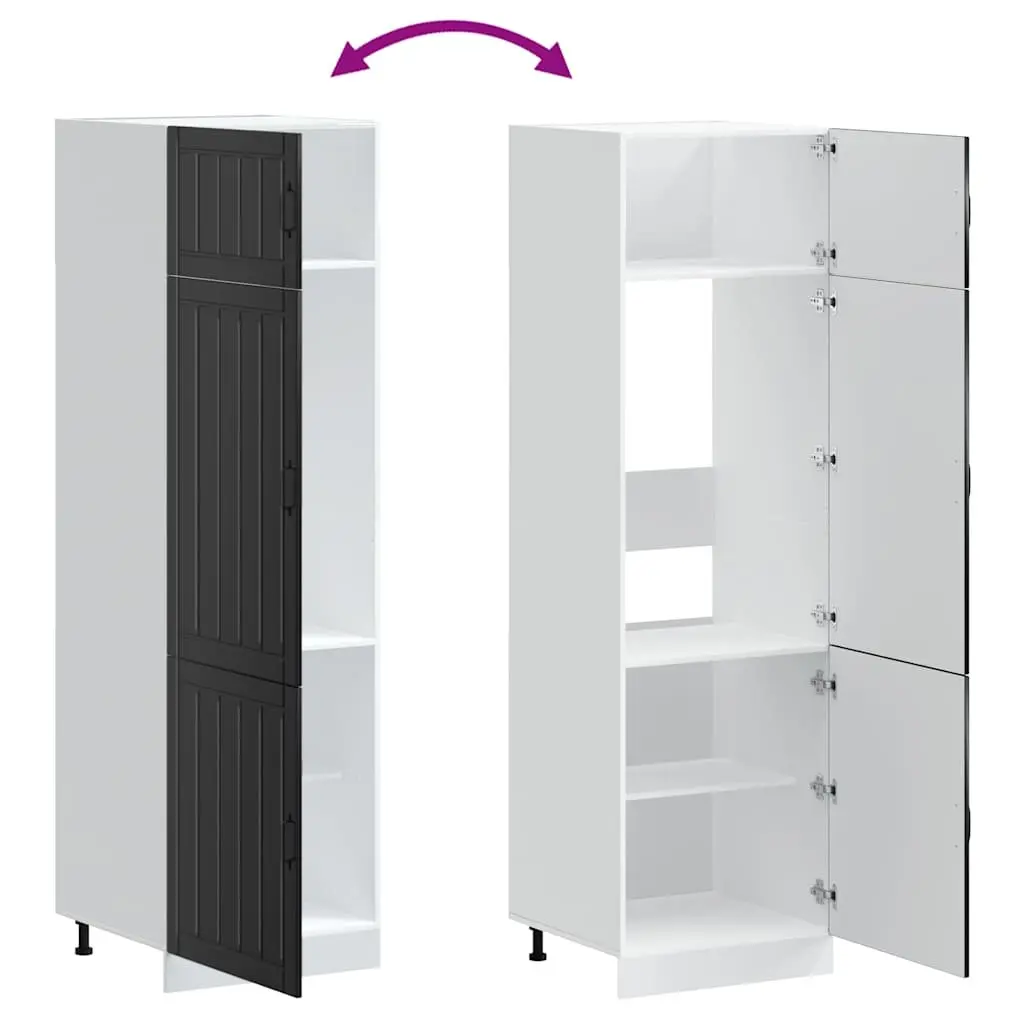 Kitchen Cupboard Black Engineered Wood Cabinet Storage Adjustable Feet