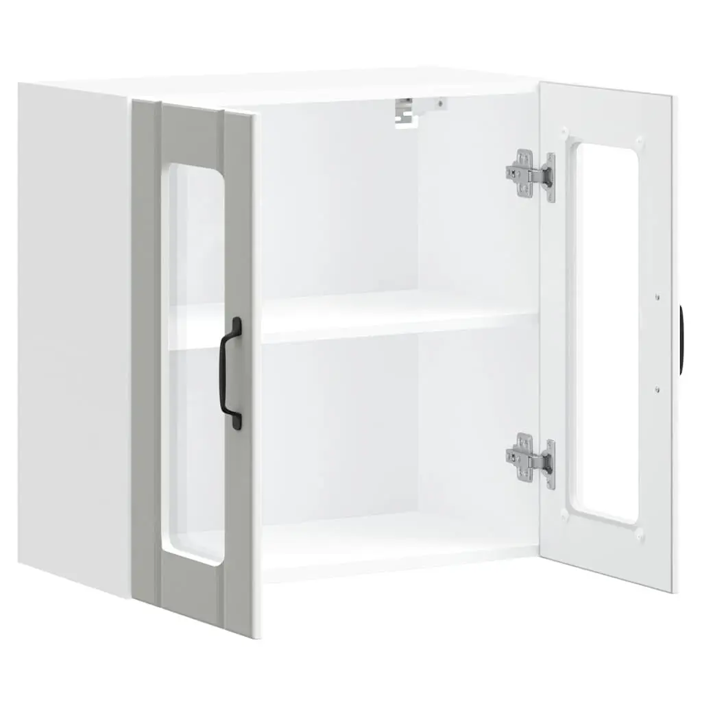 Kitchen Cabinet Glass Door White Engineered Wood Wall-Mounted