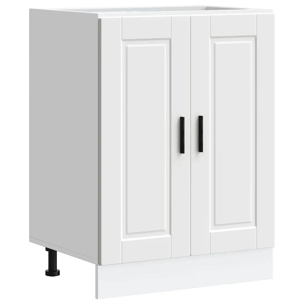 White Engineered Wood Kitchen Base Cabinet