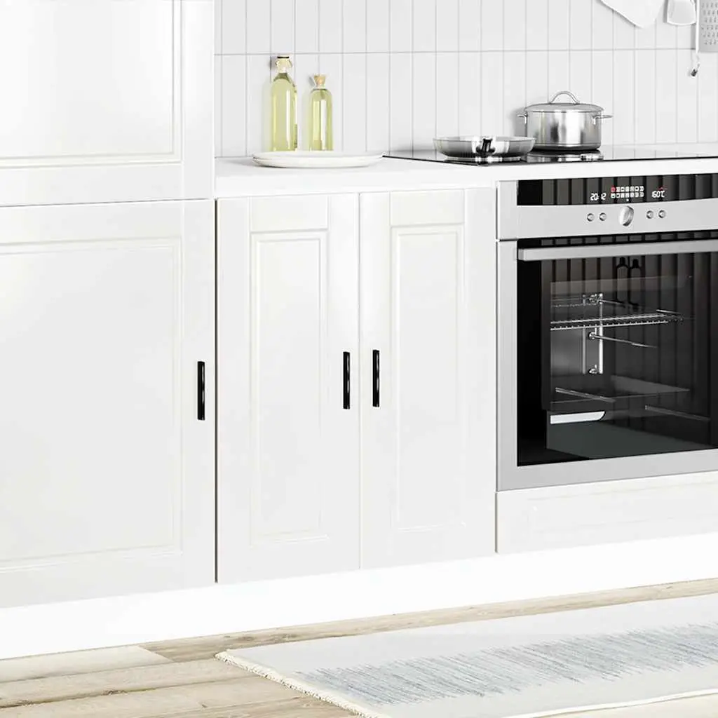 Kitchen Base Cabinet White Engineered Wood Adjustable Storage Cupboard