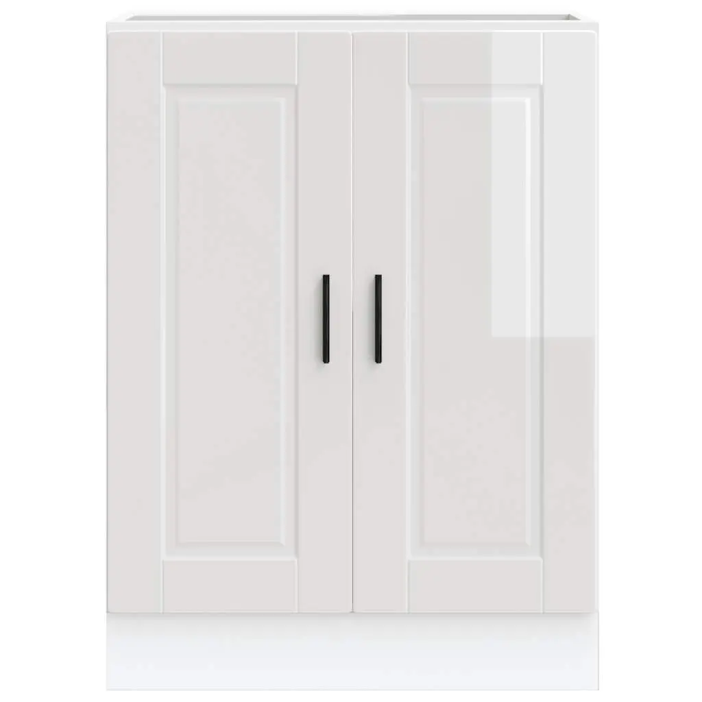 Kitchen Base Cabinet White Engineered Wood Adjustable Storage Cupboard