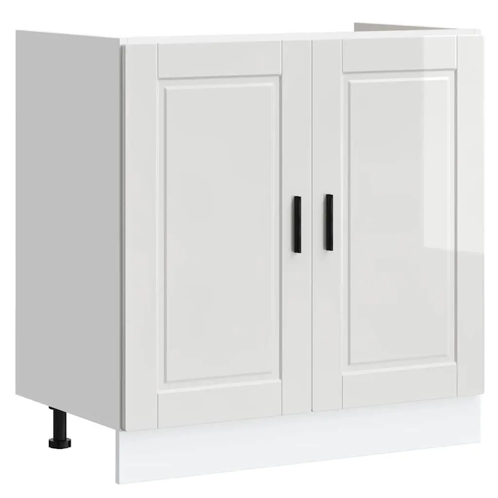 Sink Base Cabinet White High Gloss Engineered Wood 80x46x81.5cm
