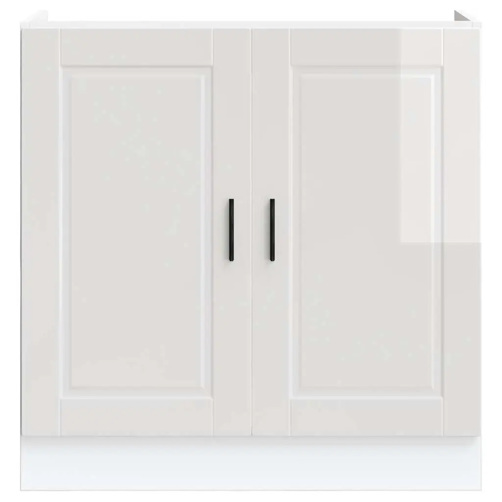 Sink Base Cabinet White High Gloss Engineered Wood 80x46x81.5cm