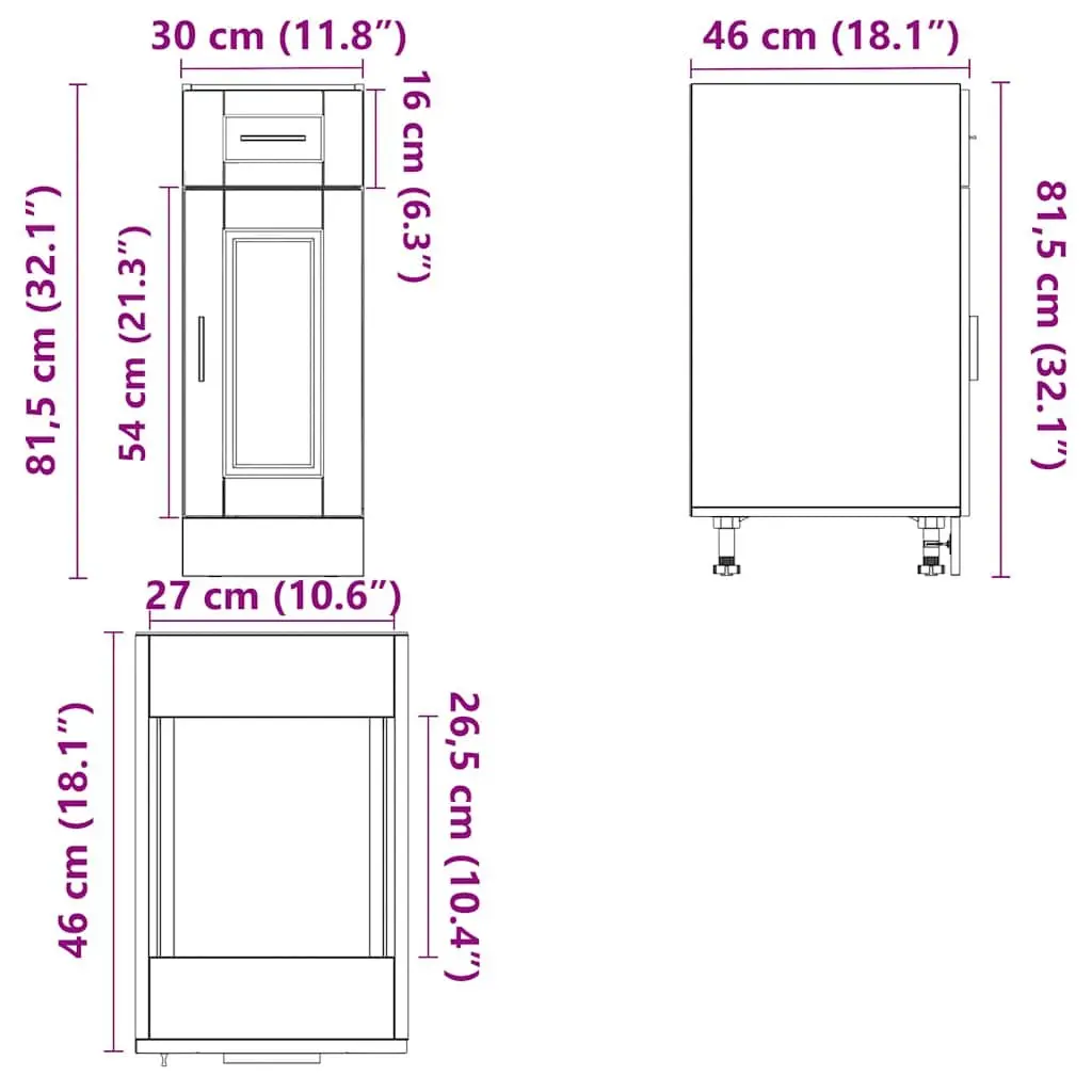 Kitchen Cabinet Storage Unit Engineered Wood White Gloss Adjustable Feet Ample Space