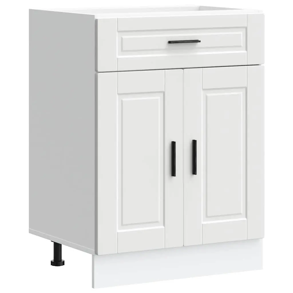 Engineered Wood Kitchen Base Cabinet White Storage Cupboard with Adjustable Feet