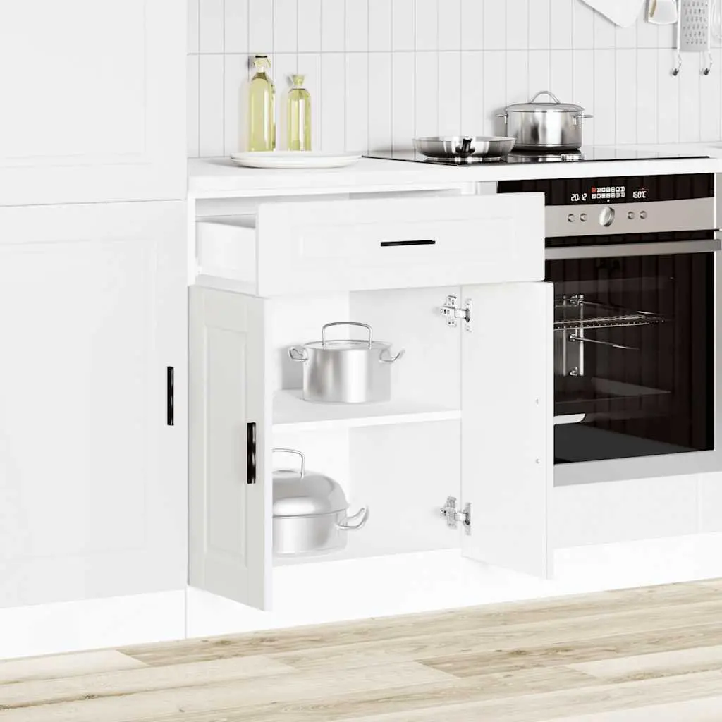 Engineered Wood Kitchen Base Cabinet White Storage Cupboard with Adjustable Feet