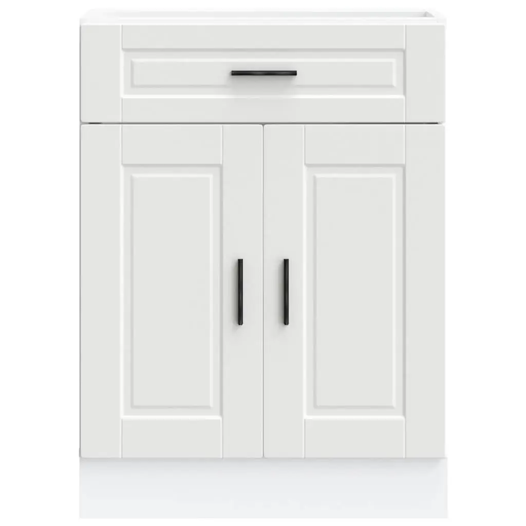 Engineered Wood Kitchen Base Cabinet White Storage Cupboard with Adjustable Feet