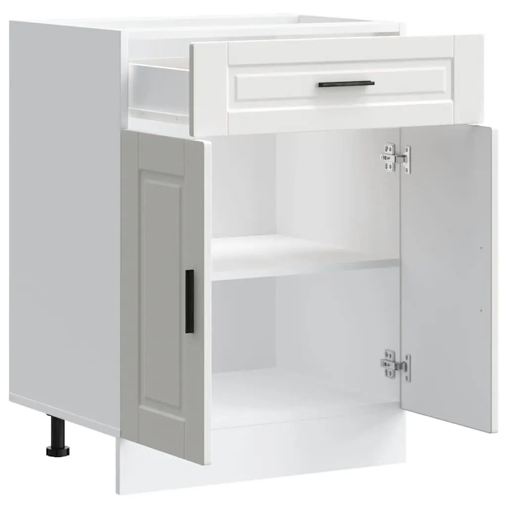 Engineered Wood Kitchen Base Cabinet White Storage Cupboard with Adjustable Feet