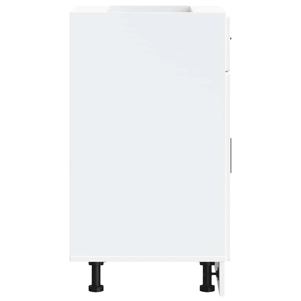 Engineered Wood Kitchen Base Cabinet White Storage Cupboard with Adjustable Feet