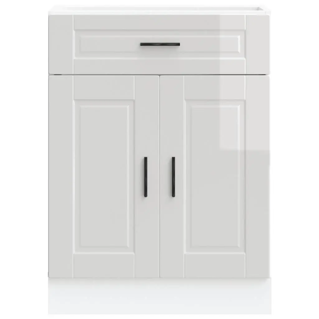 Kitchen Base Cabinet White High Gloss Engineered Wood Storage Cupboard Unit