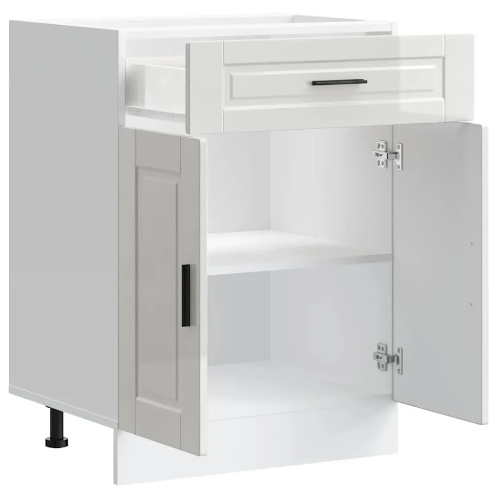 Kitchen Base Cabinet White High Gloss Engineered Wood Storage Cupboard Unit